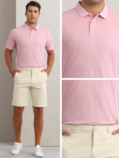 Men's Polo Shirts Short Sleeve Lightweight Regular Fit Casual Business Work Solid Golf Shirt