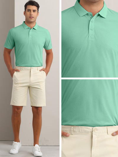 Men's Polo Shirts Short Sleeve Lightweight Regular Fit Casual Business Work Solid Golf Shirt