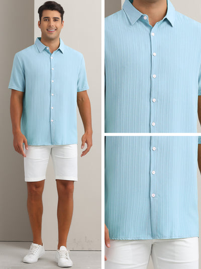 Men's Linen Shirts Short Sleeve Button Down Beach Summer Camp Collar Shirt