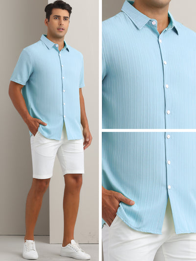 Men's Linen Shirts Short Sleeve Button Down Beach Summer Camp Collar Shirt