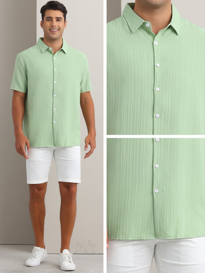 Men's Linen Shirts Short Sleeve Button Down Beach Summer Camp Collar Shirt