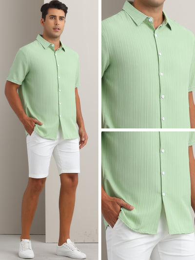 Men's Linen Shirts Short Sleeve Button Down Beach Summer Camp Collar Shirt