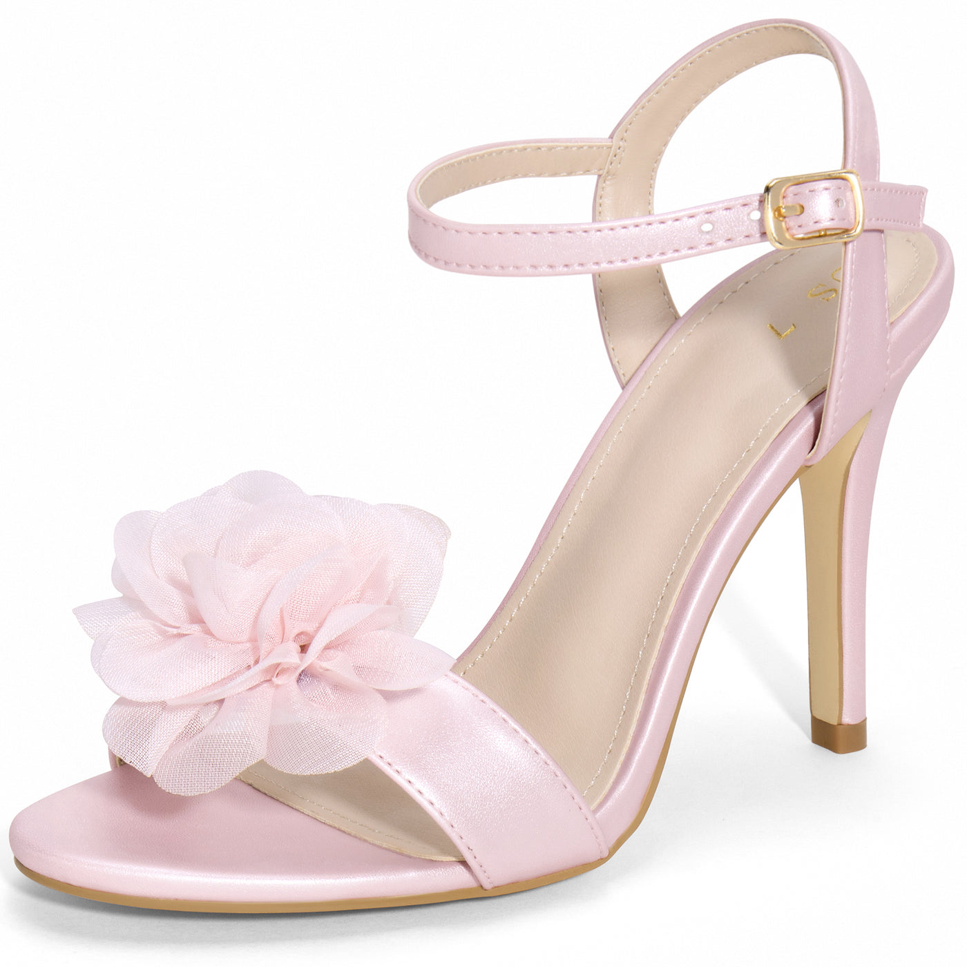 Bublédon Flower Open Toe Ankle Strap Slingback Stiletto Heel Sandals for Women