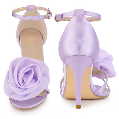 Flower Ankle Strap Stiletto Heel Sandals for Women