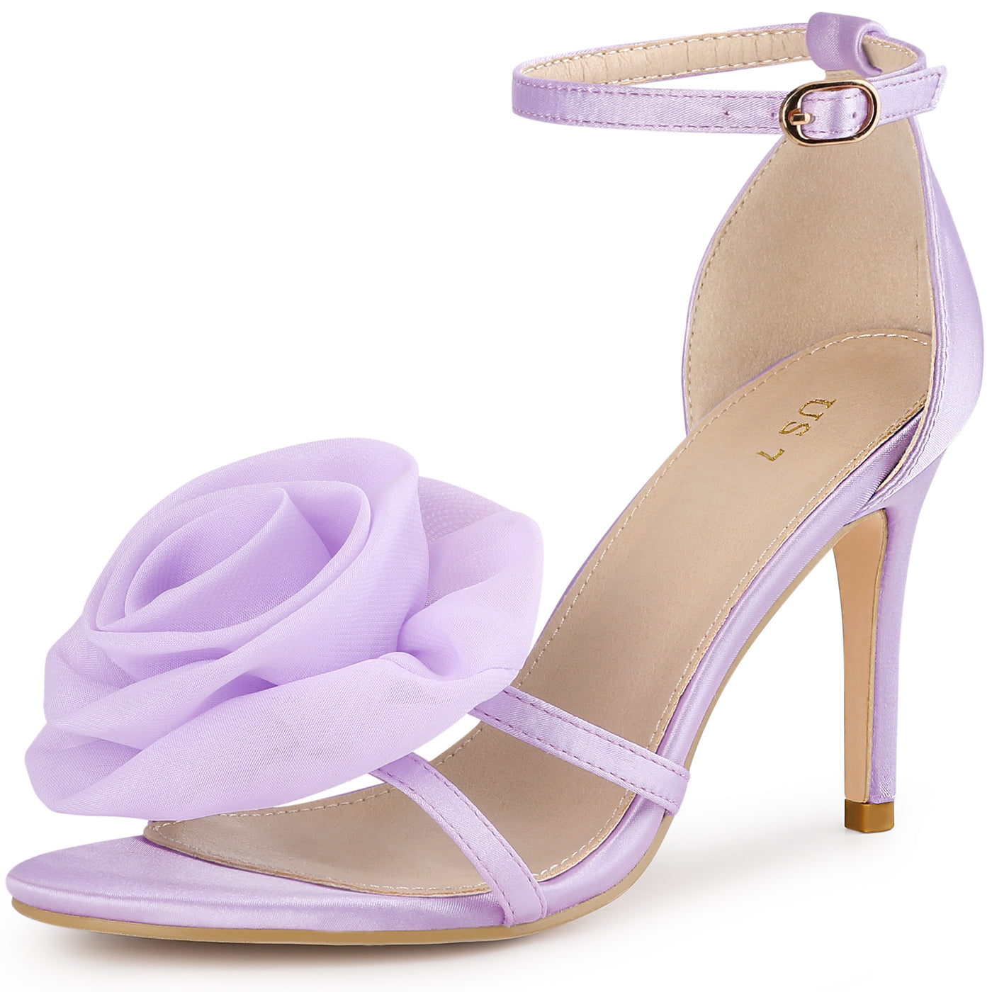 Bublédon Flower Ankle Strap Stiletto Heel Sandals for Women