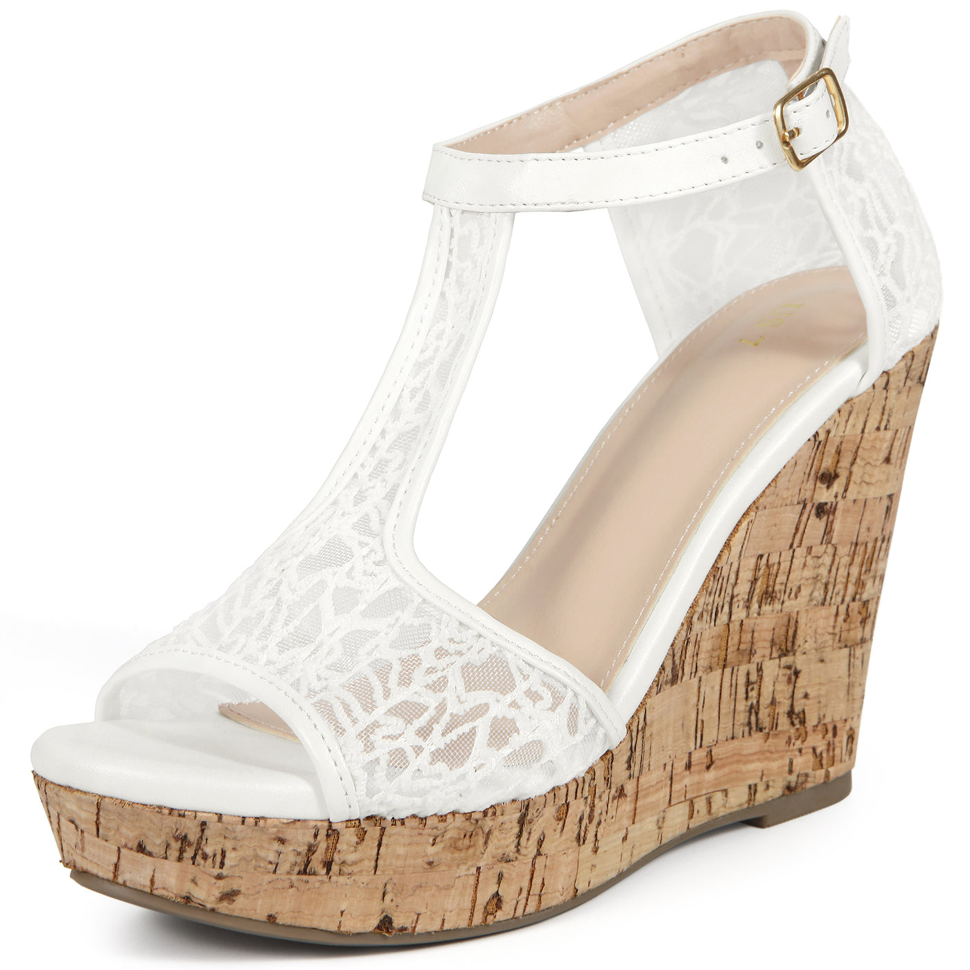 Bublédon Open Toe Lace Platform Wedges Heel Sandals for Women