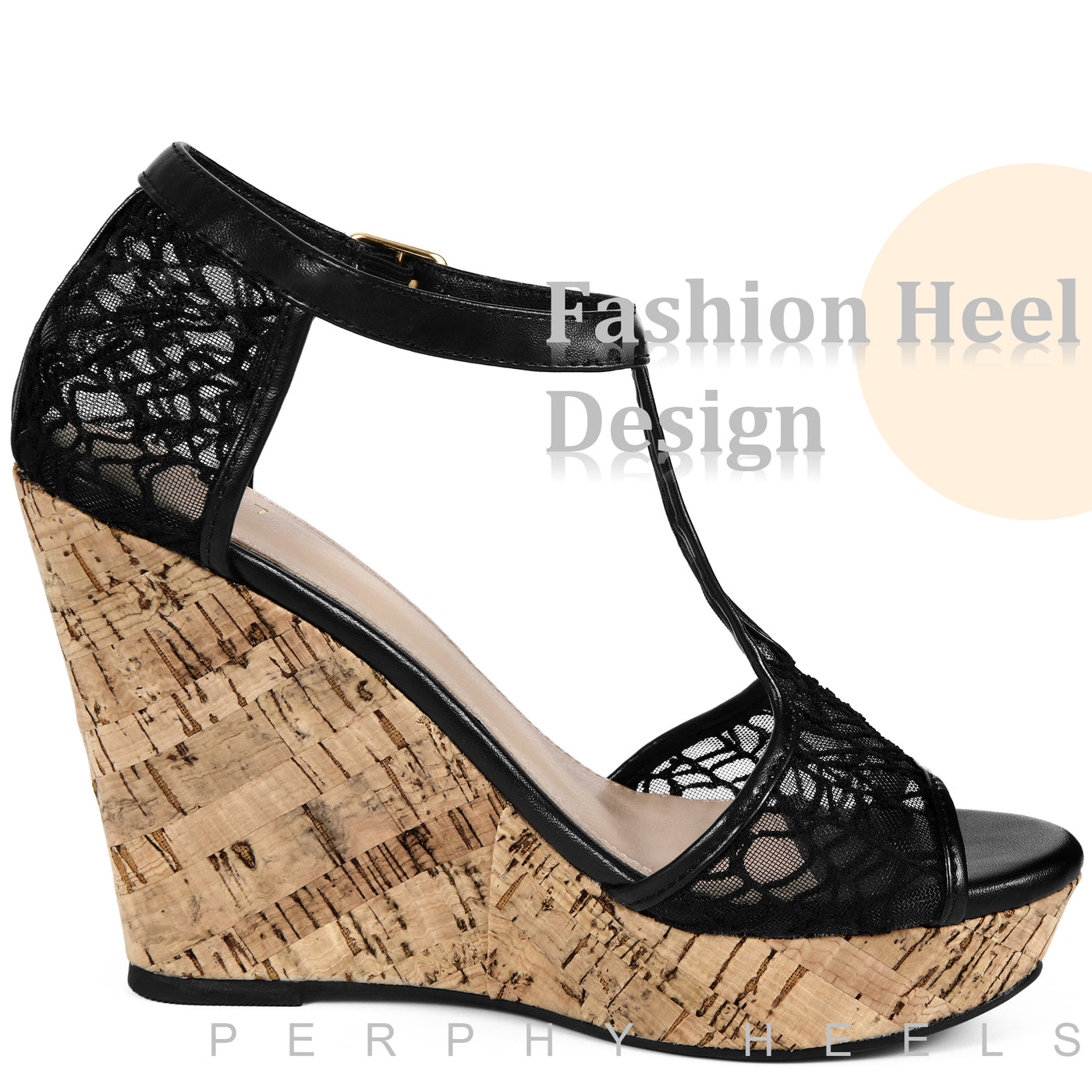 Bublédon Open Toe Lace Platform Wedges Heel Sandals for Women