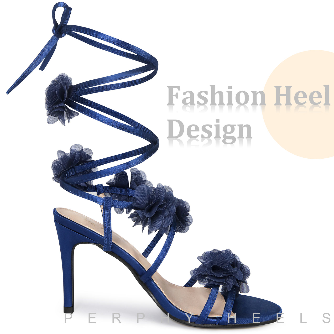 Bublédon Strappy Stiletto Heel Flower Sandals for Women