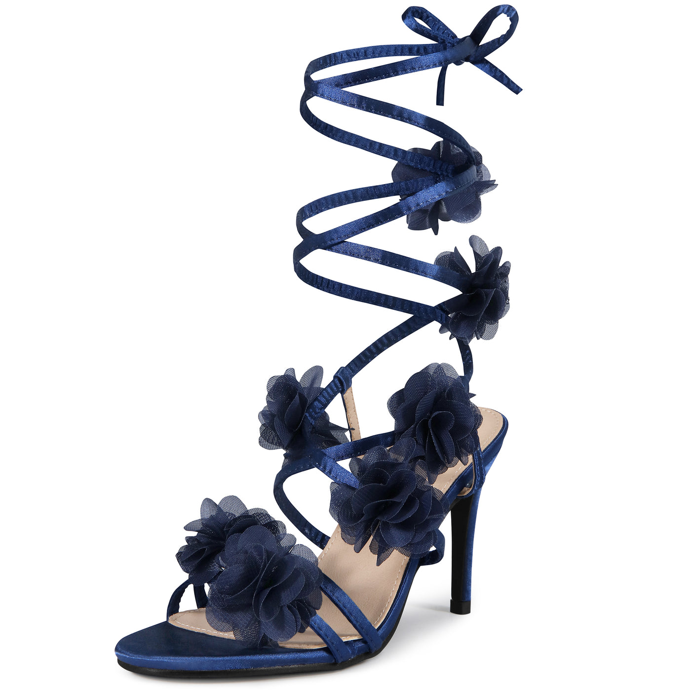 Bublédon Strappy Stiletto Heel Flower Sandals for Women