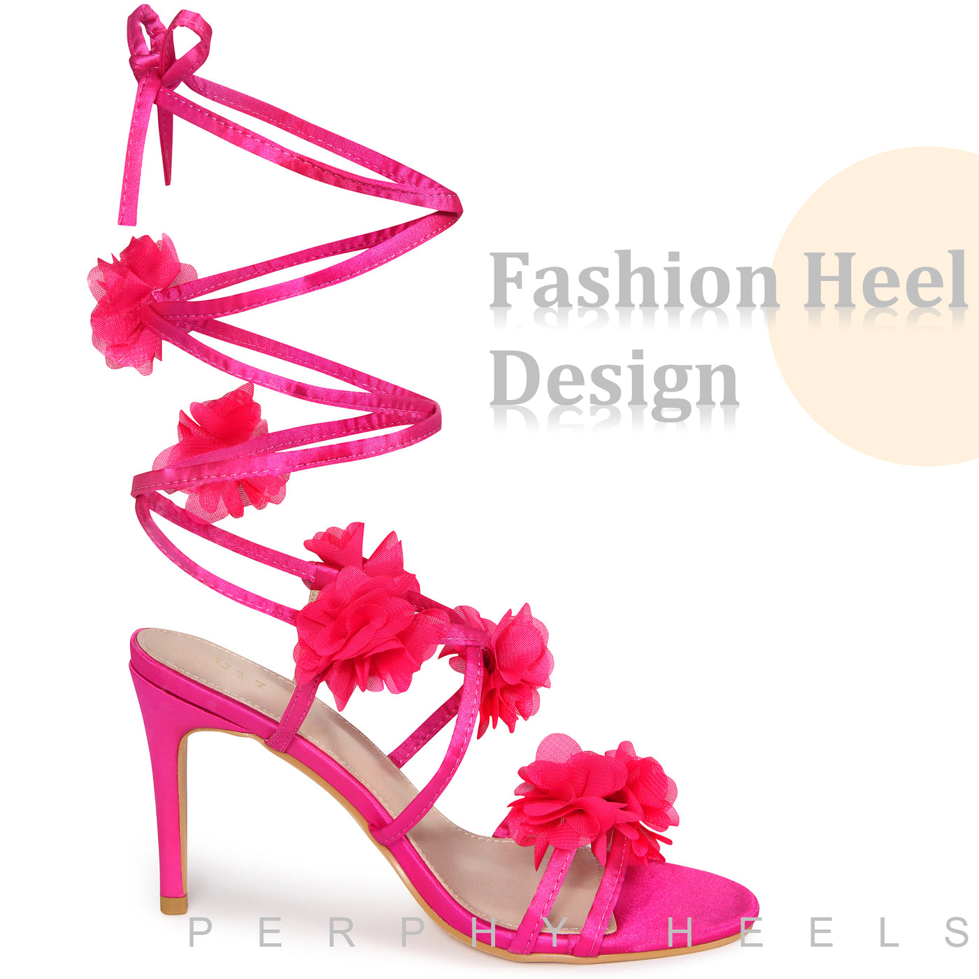 Bublédon Strappy Stiletto Heel Flower Sandals for Women