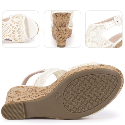 Lace Ankle Strap Platform Wedges Heel Sandals for Women