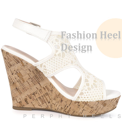 Lace Ankle Strap Platform Wedges Heel Sandals for Women