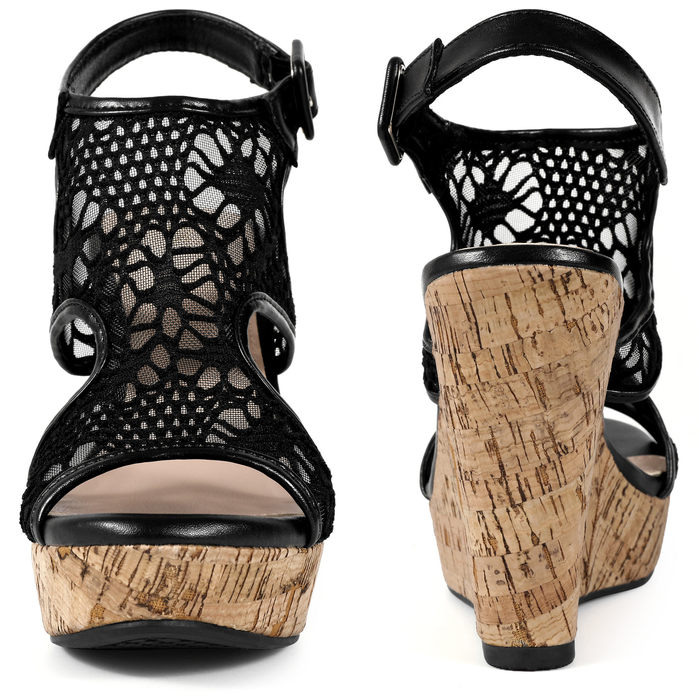 Bublédon Lace Ankle Strap Platform Wedges Heel Sandals for Women