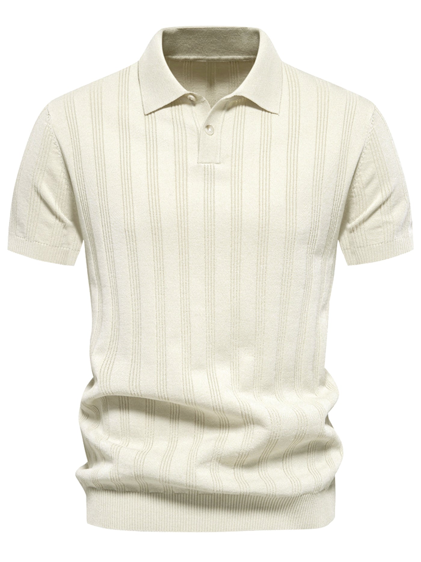 Bublédon Men's Short Sleeve Button Regular Fit Summer Knit Texture Polo Shirt