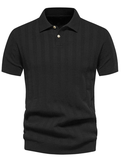 Men's Short Sleeve Button Regular Fit Summer Knit Texture Polo Shirt