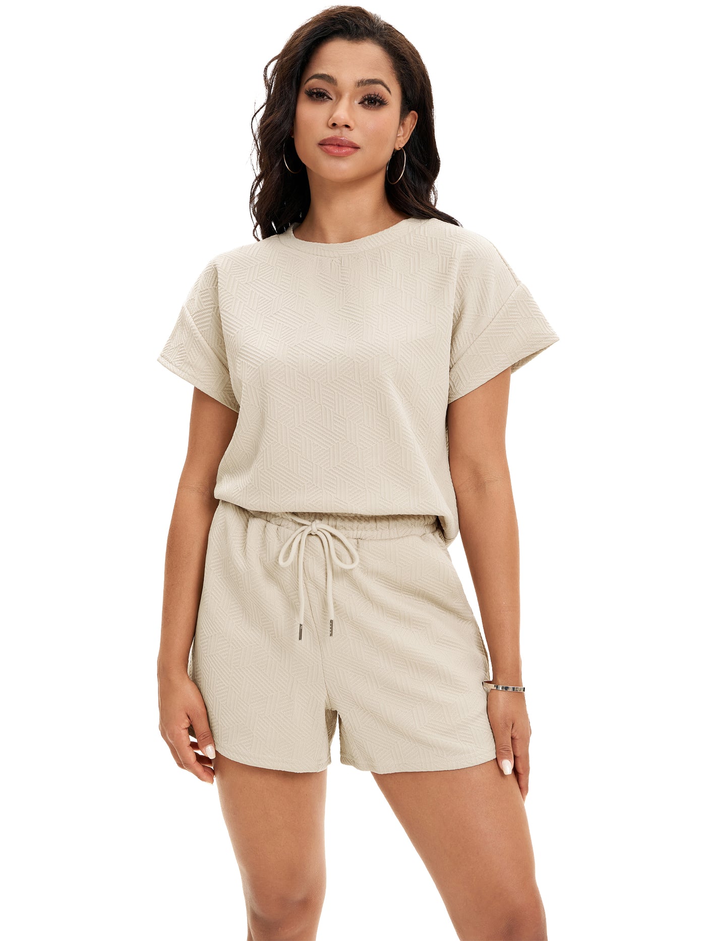 Bublédon Onfers Womens 2 Piece Outfits Short Sleeve Tops and Drawstring Shorts Lounge Sets Casual Summer