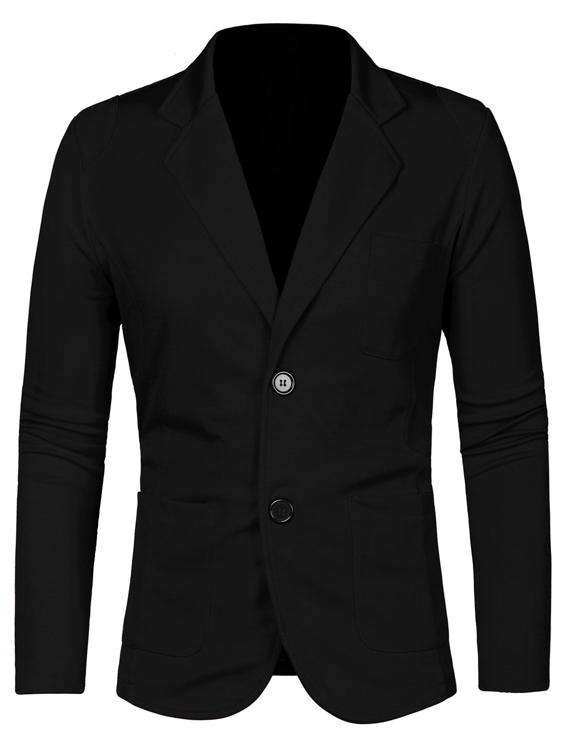 Bublédon Classic Notched Lapel Solid Long Sleeve Knit Blazer