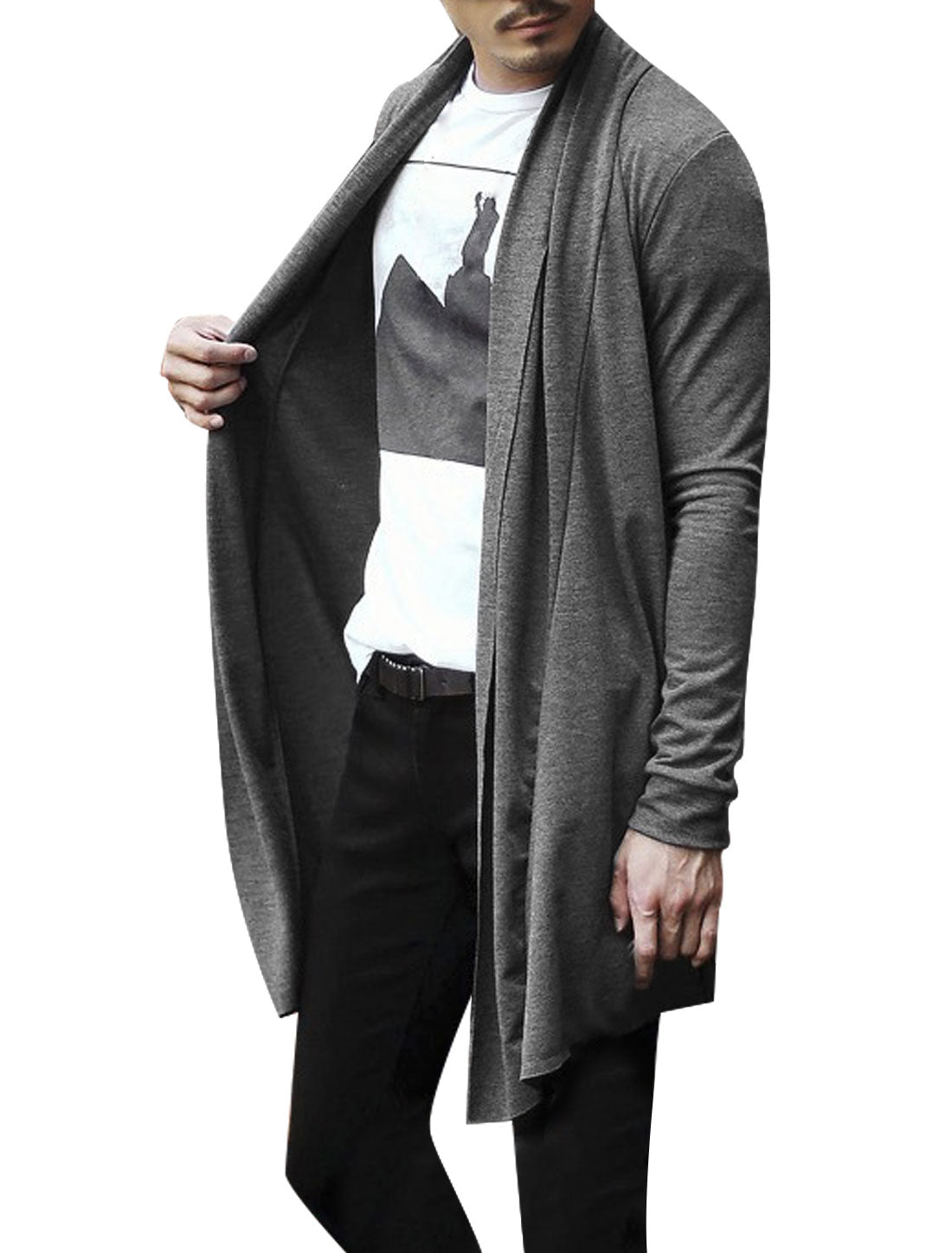 Bublédon Shawl Collar Open Front Long Sleeve Solid Jacket