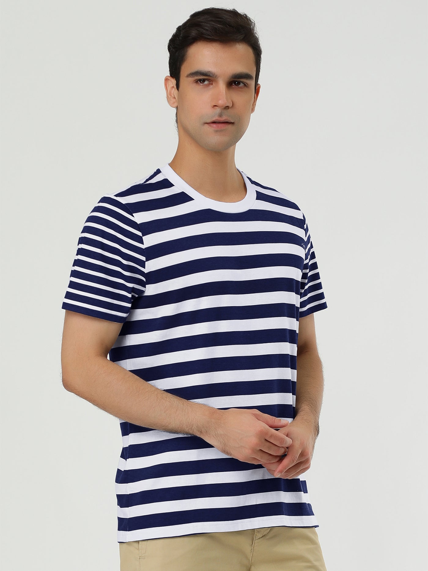 Bublédon Chic Striped Crewneck Short Sleeve Summer T-Shirts