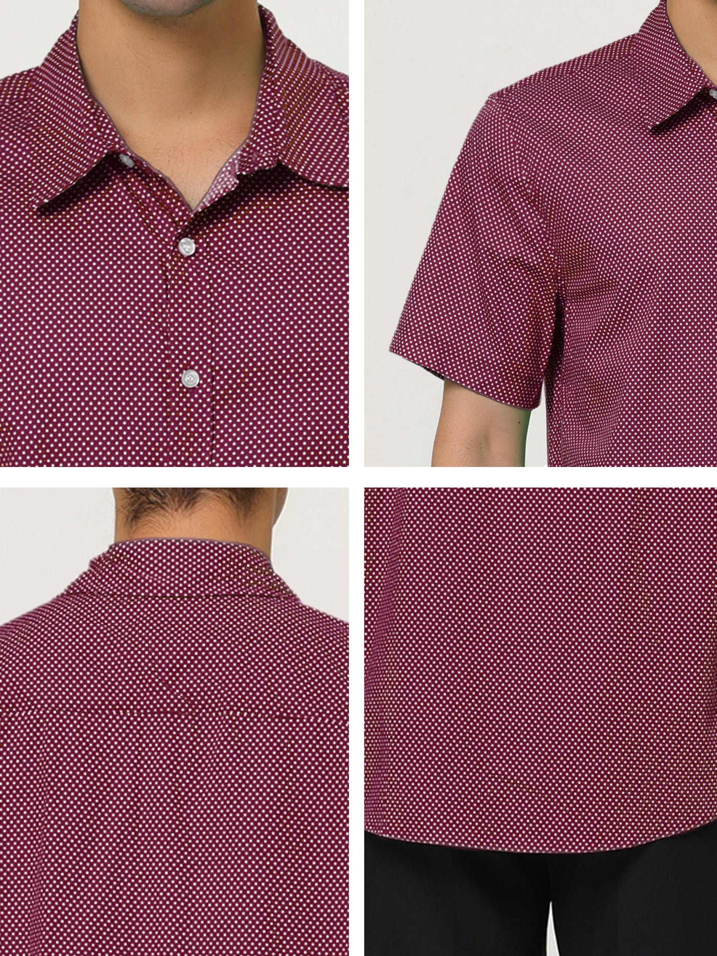 Bublédon Retro Short Sleeve Cotton Polka Dot Button Up Shirt