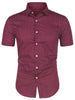 Retro Short Sleeve Cotton Polka Dot Button Up Shirt