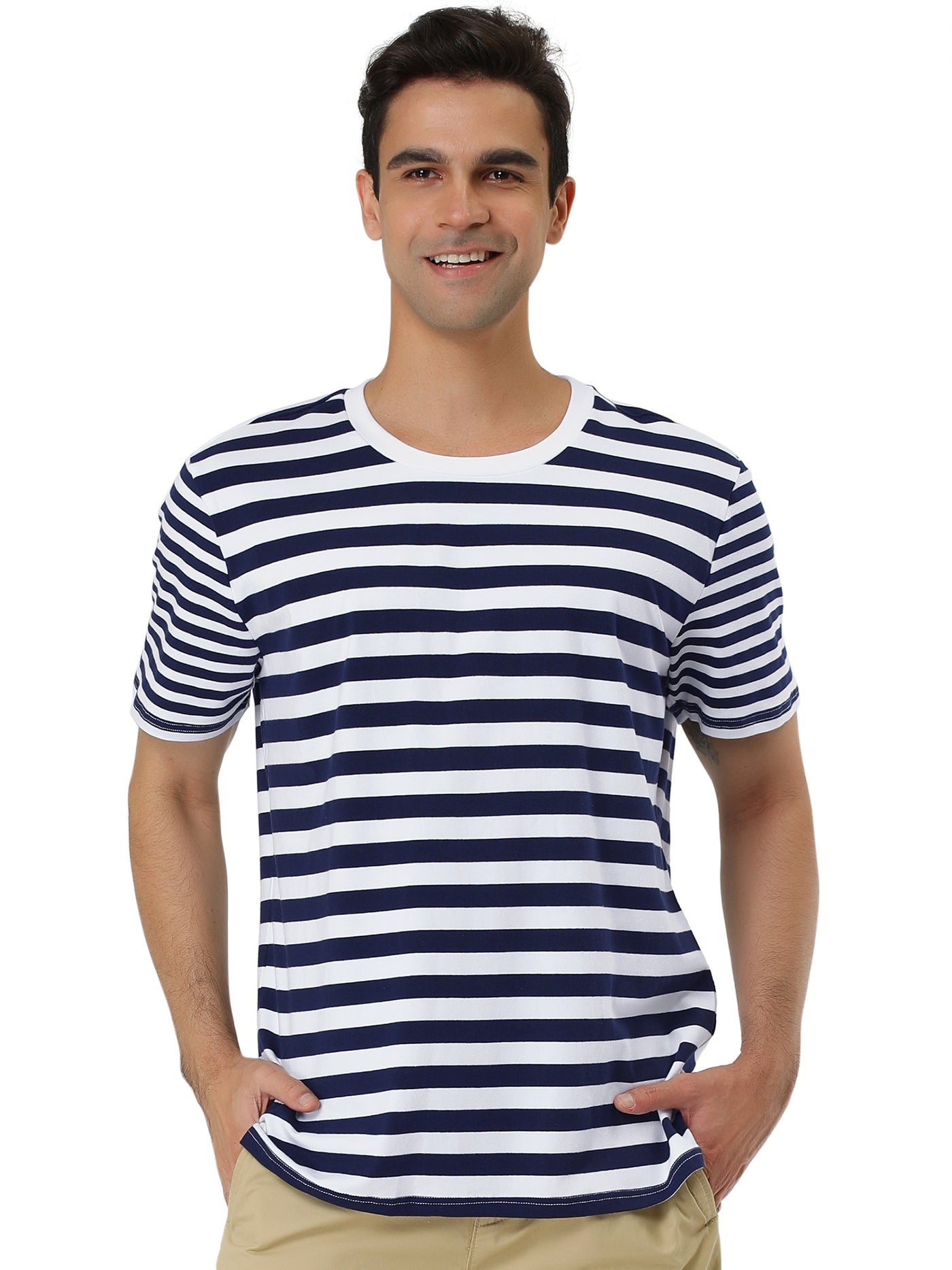 Bublédon Chic Striped Crewneck Short Sleeve Summer T-Shirts