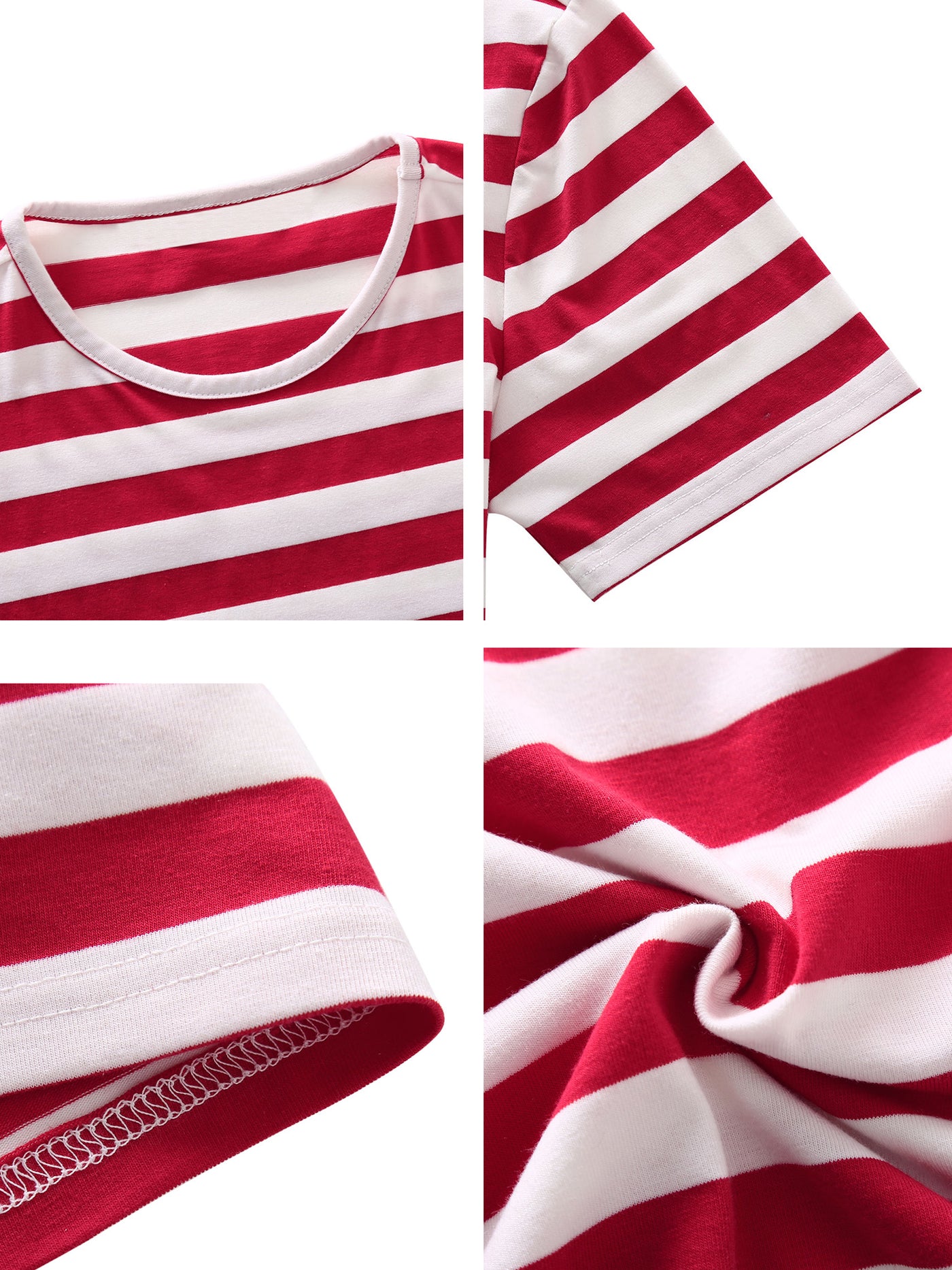 Bublédon Chic Striped Crewneck Short Sleeve Summer T-Shirts