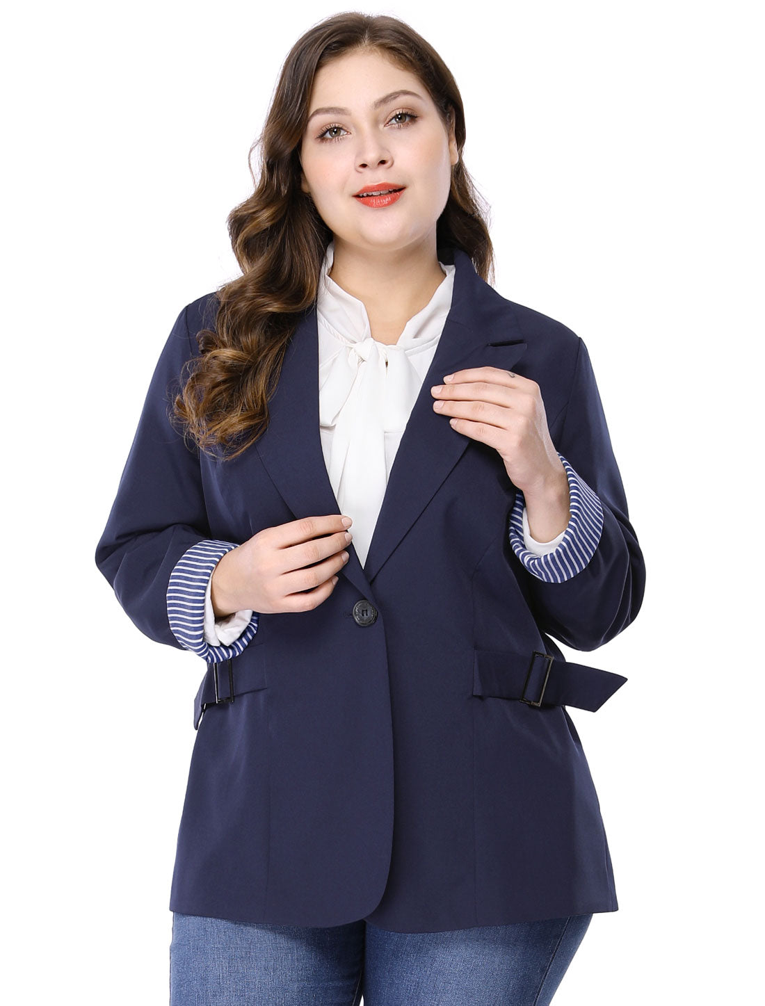 Bublédon Spandex X Line Notched Lapel Long Sleeve Blazer