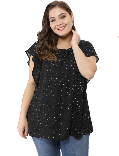 Women's Plus Size Chiffon Polka Dot Tank Top