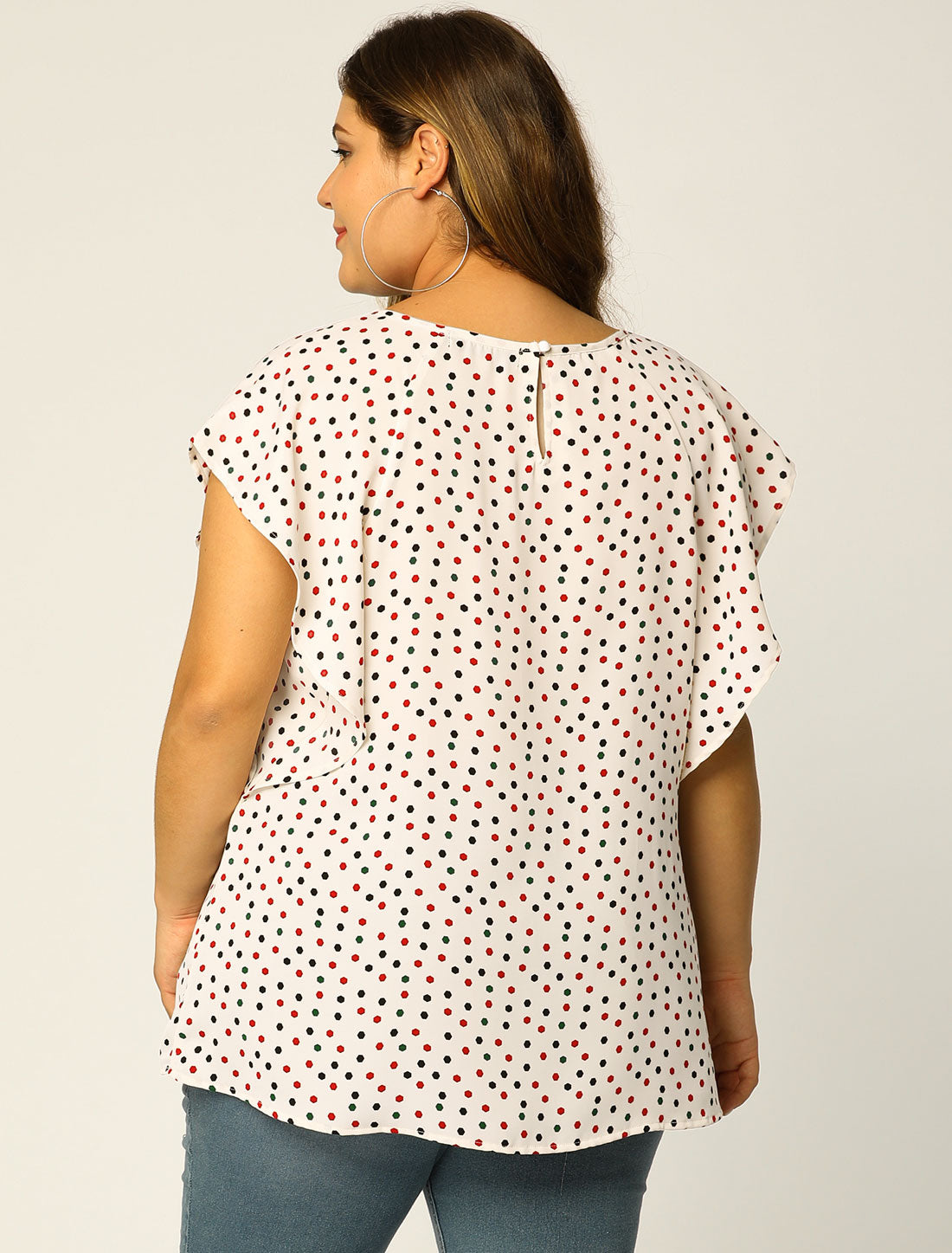 Bublédon Women's Plus Size Chiffon Polka Dot Tank Top