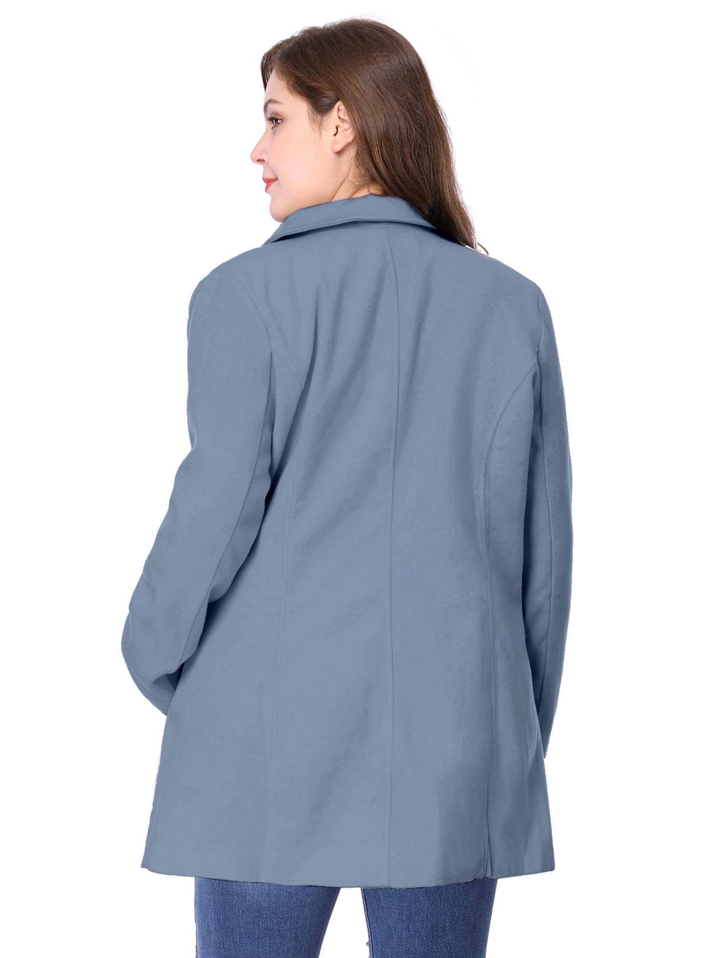 Bublédon Women's Plus Size Notched Lapel Double Breasted Coat