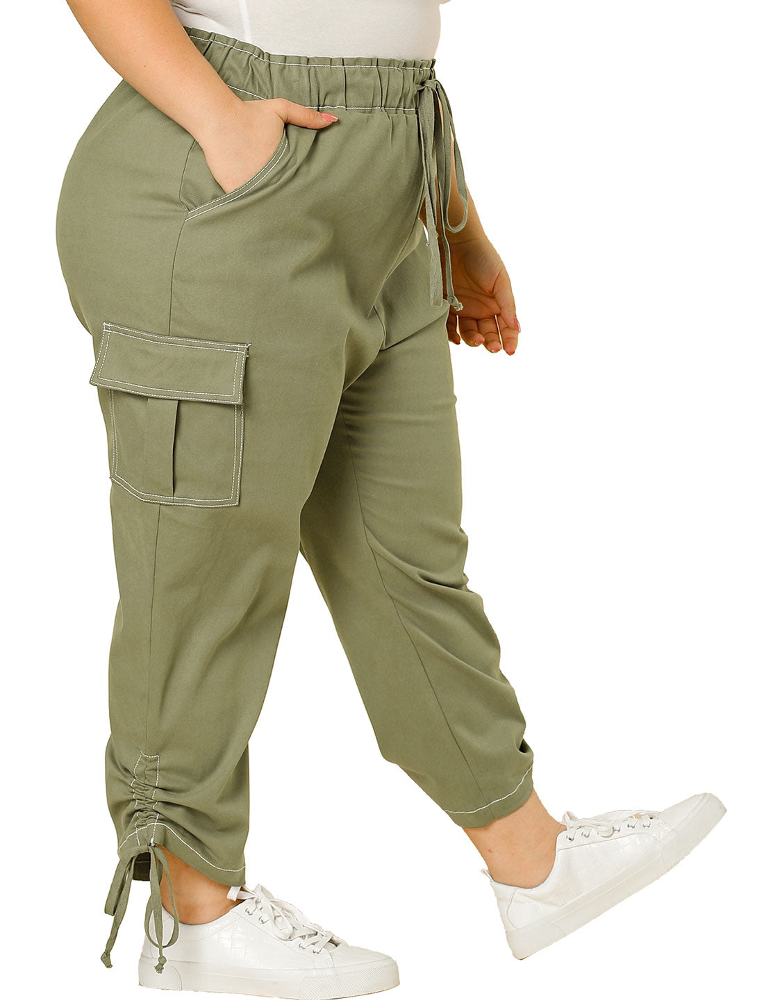 Bublédon Pull On Spandex Contrast Stitch Cargo Pants