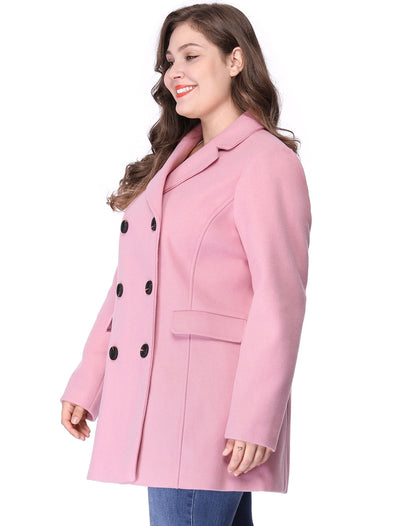 Women's Plus Size Notched Lapel Double Breasted Coat