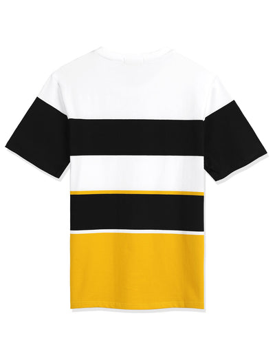 Color Block Striped Round Neck Short Sleeve T-shirt