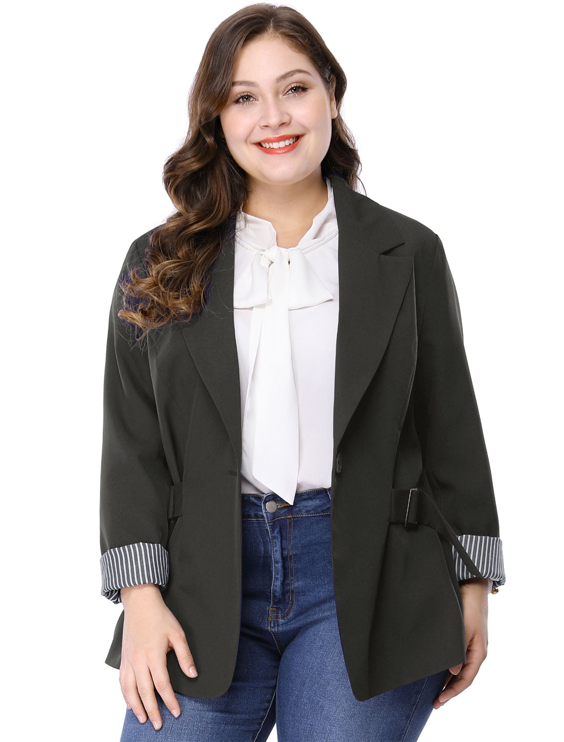 Bublédon Spandex X Line Notched Lapel Long Sleeve Blazer