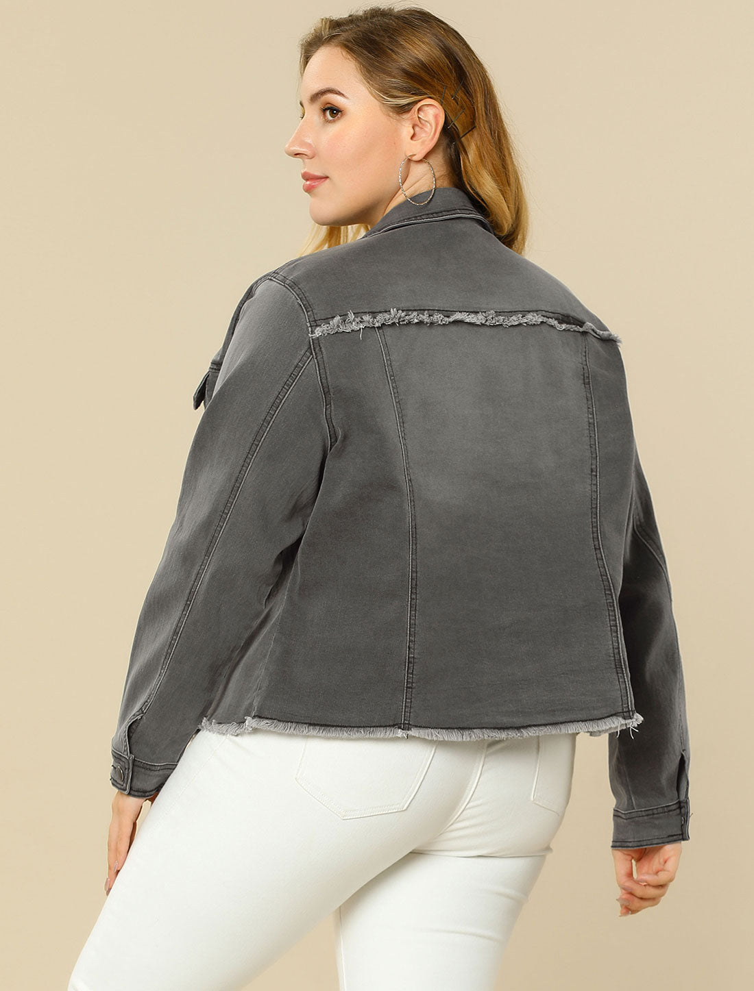 Bublédon Women's Classic Plus Size Denim Jacket