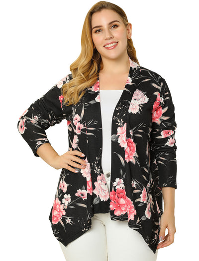 Casual Plus Size Leopard Print Asymmetric Cardigan