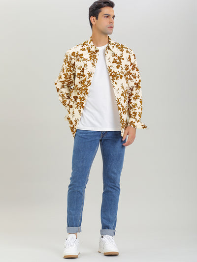 Long Sleeve Aloha Hawaiian Palm Flower Print Shirt