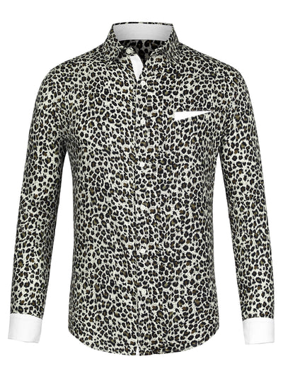 Cotton Casual Leopard Print Button Long Sleeve Shirt