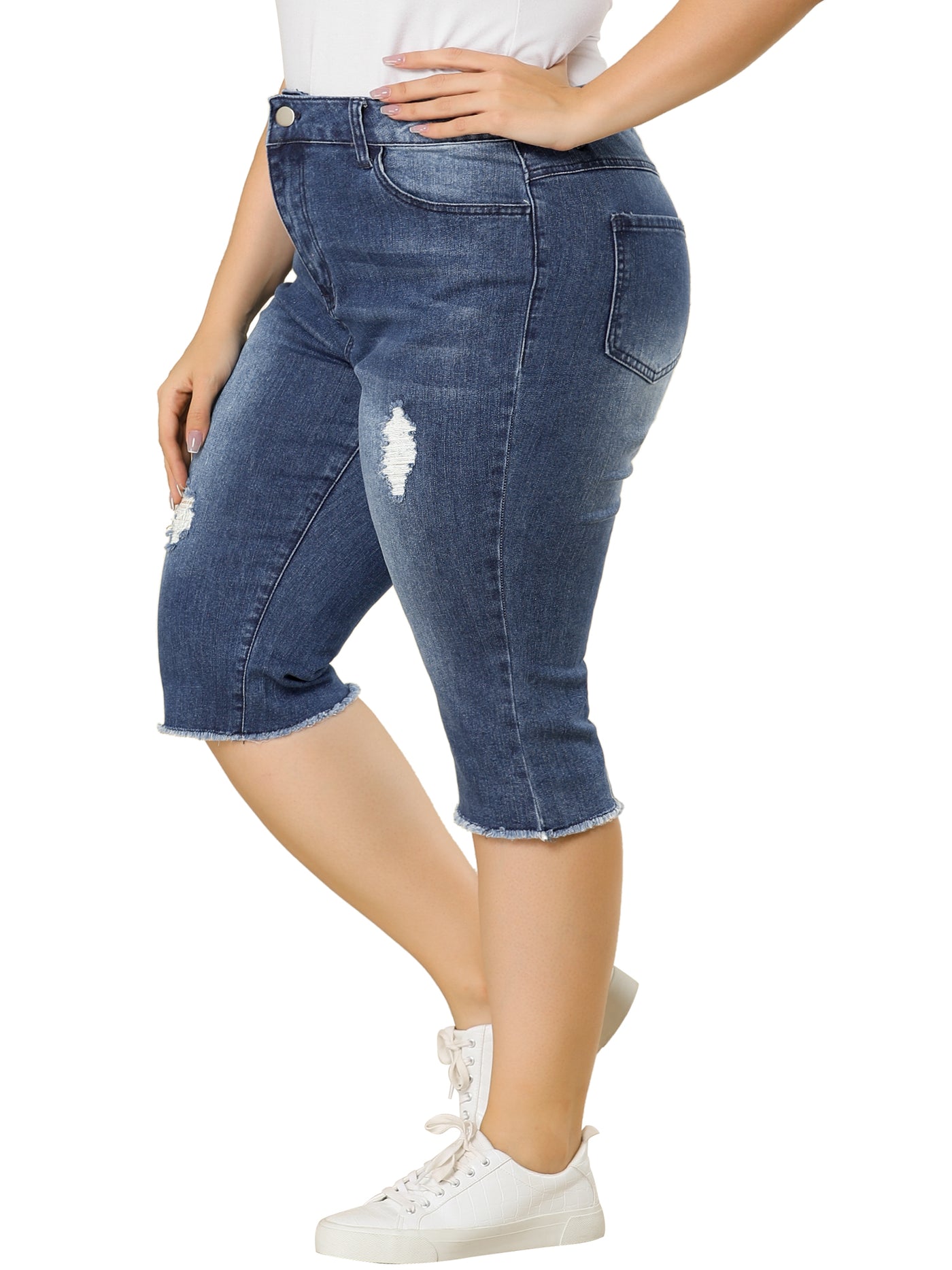 Bublédon Mid Rise Polyester Below The Knee Capri Jeans