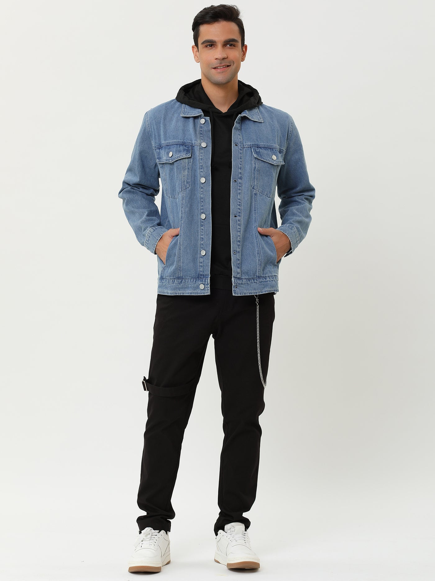 Bublédon Casual Cotton Lapel Button Trucker Denim Jacket