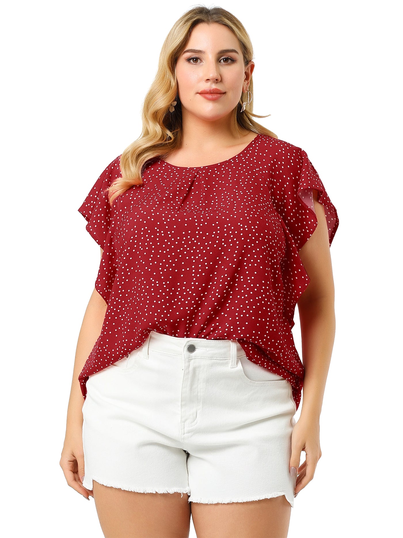 Bublédon Women's Plus Size Chiffon Polka Dot Tank Top