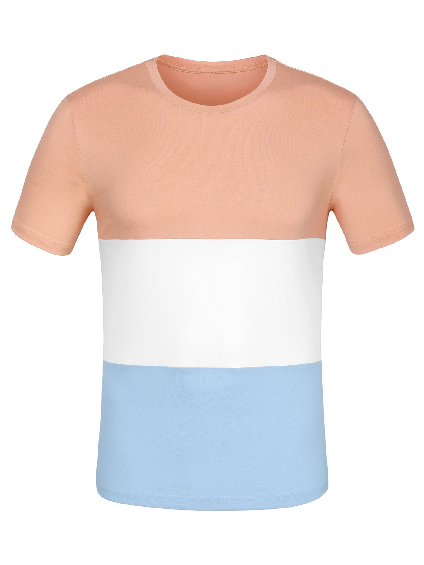 Bublédon Color Block Striped Round Neck Short Sleeve T-shirt