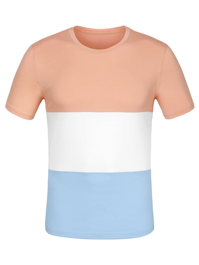 Color Block Striped Round Neck Short Sleeve T-shirt