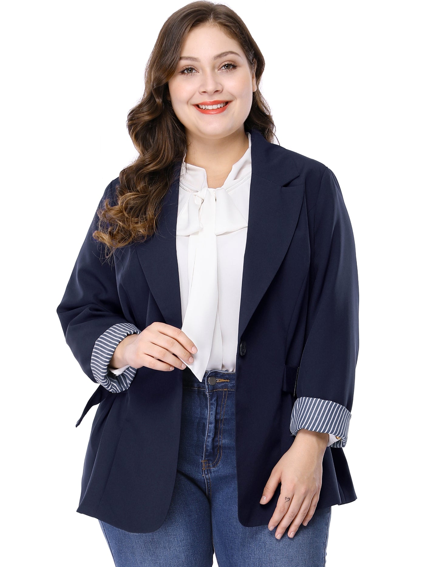 Bublédon Spandex X Line Notched Lapel Long Sleeve Blazer