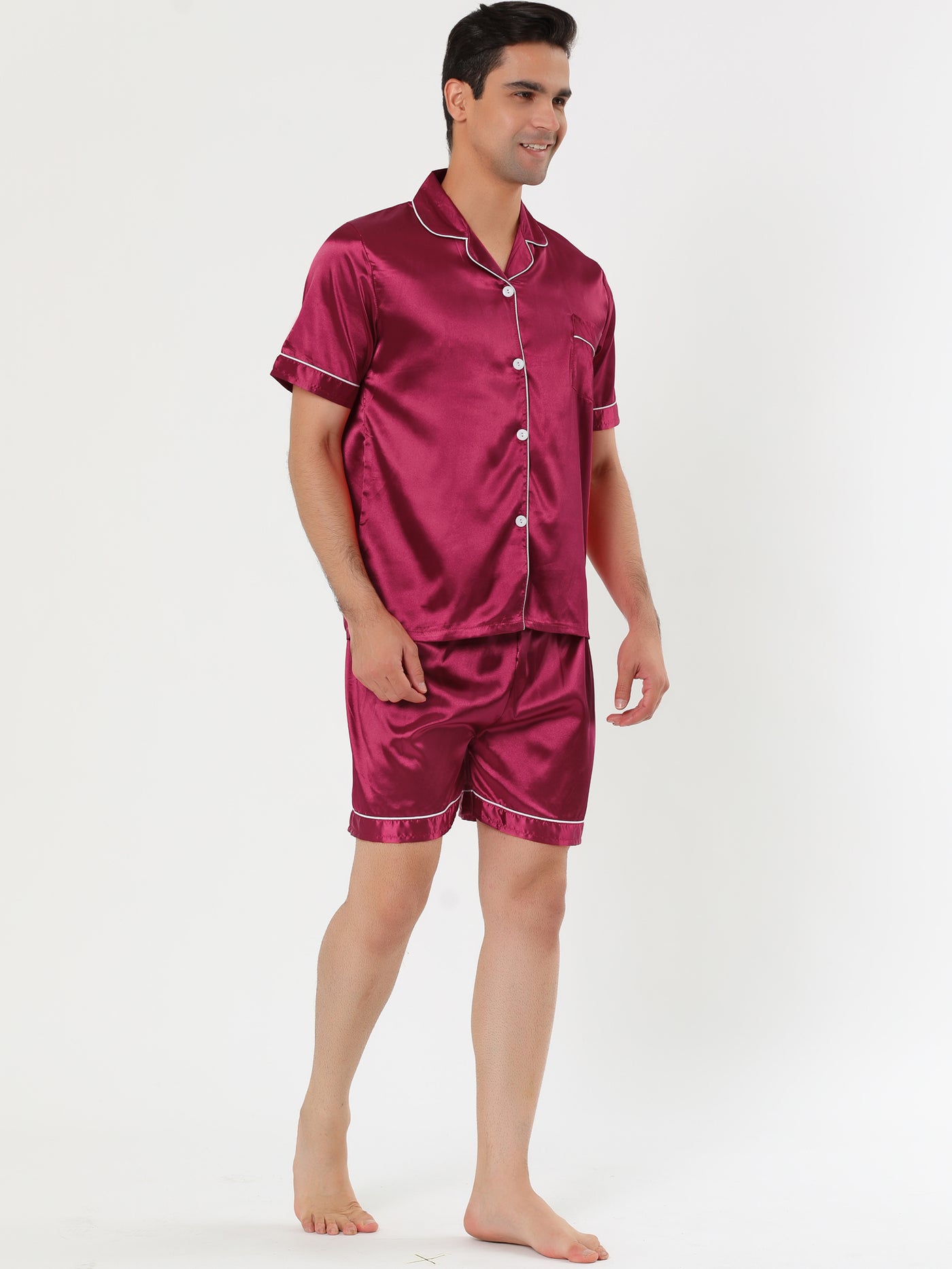 Bublédon Satin Short Sleeve Summer Sleepwear Pajama Sets