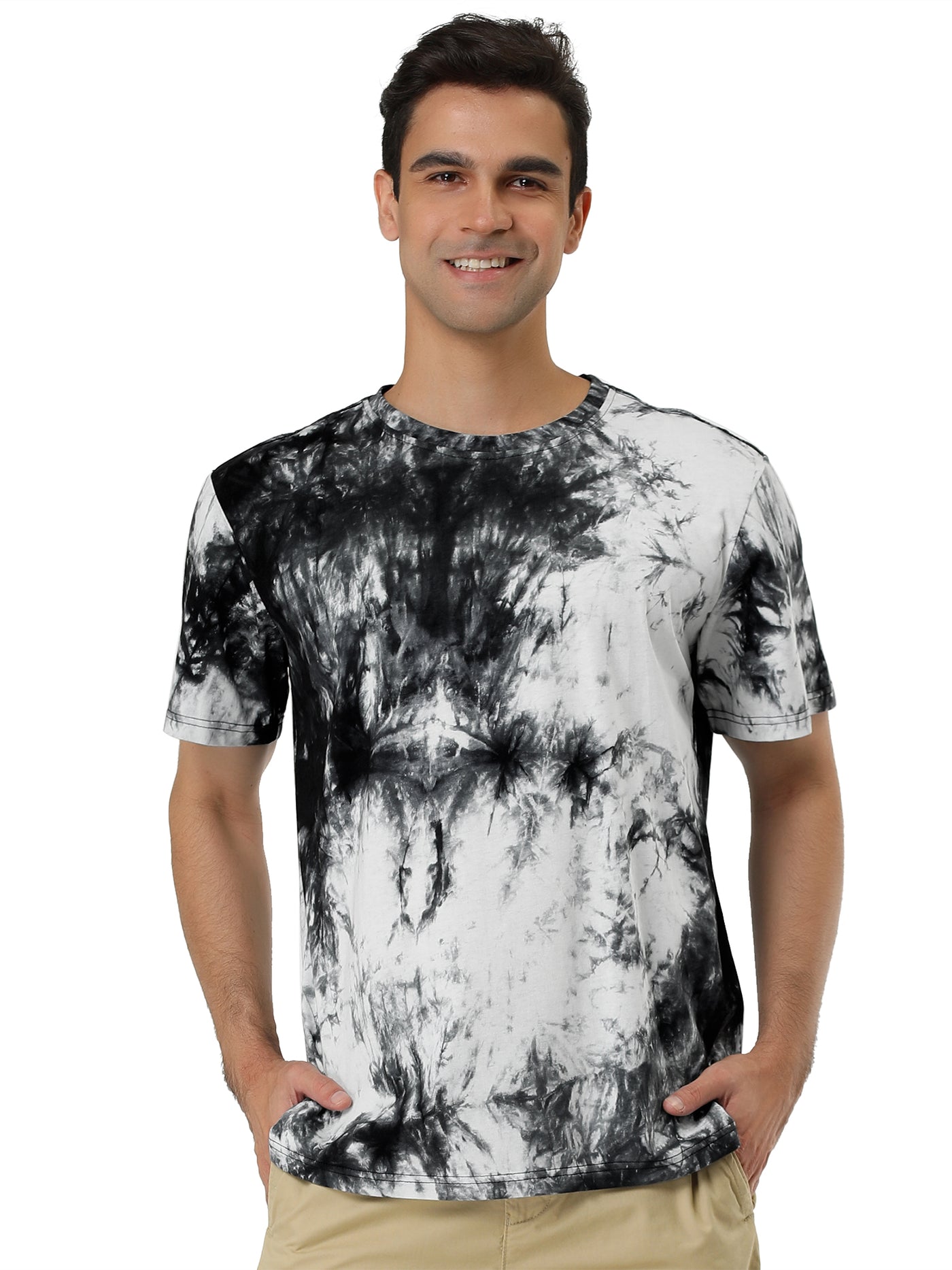 Bublédon Chic Knit Tie Dye Round Neck Short Sleeve T-shirt