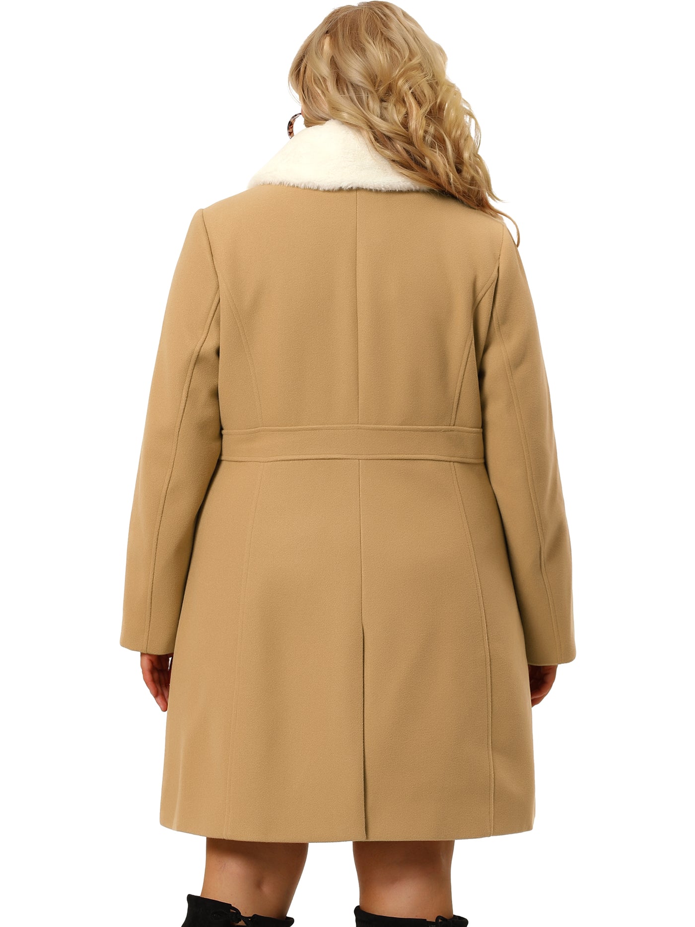 Bublédon Plus Size Coats Contrast Collar Single Breasted Long Coat