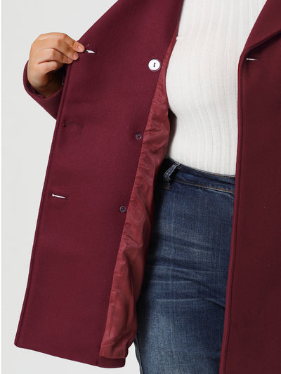 Women's Plus Size Notched Lapel Double Breasted Coat