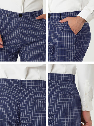 Checked Printed Flat Front Plaid Business Pants